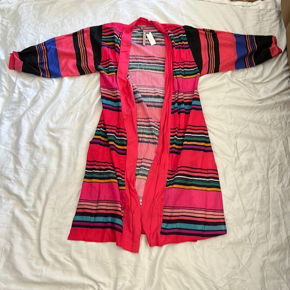 Anthropologie Stripped Kimono - Pink & Muliticolored